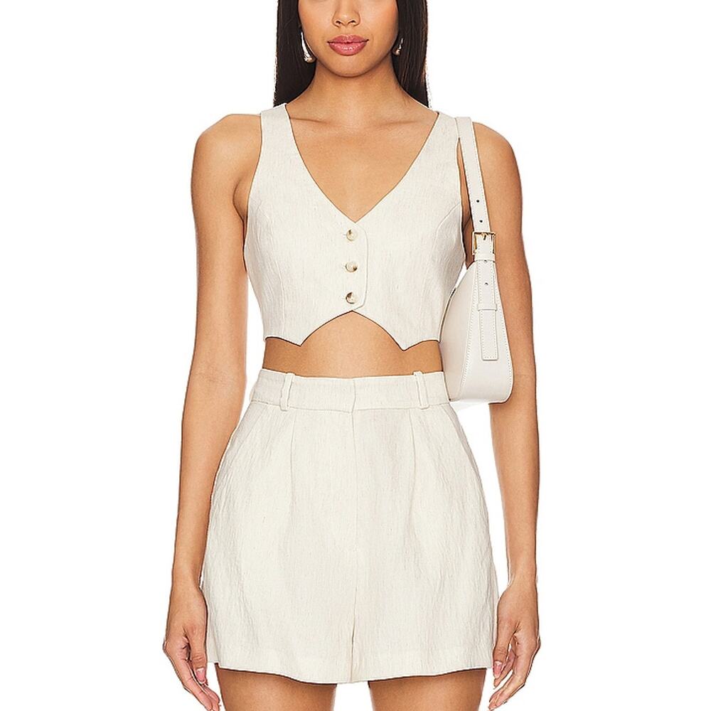 Amanda Uprichard Cropped Beige Ethan Vest Size L